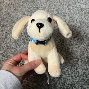 Charming Cream Puppy Plush with Blue Collar